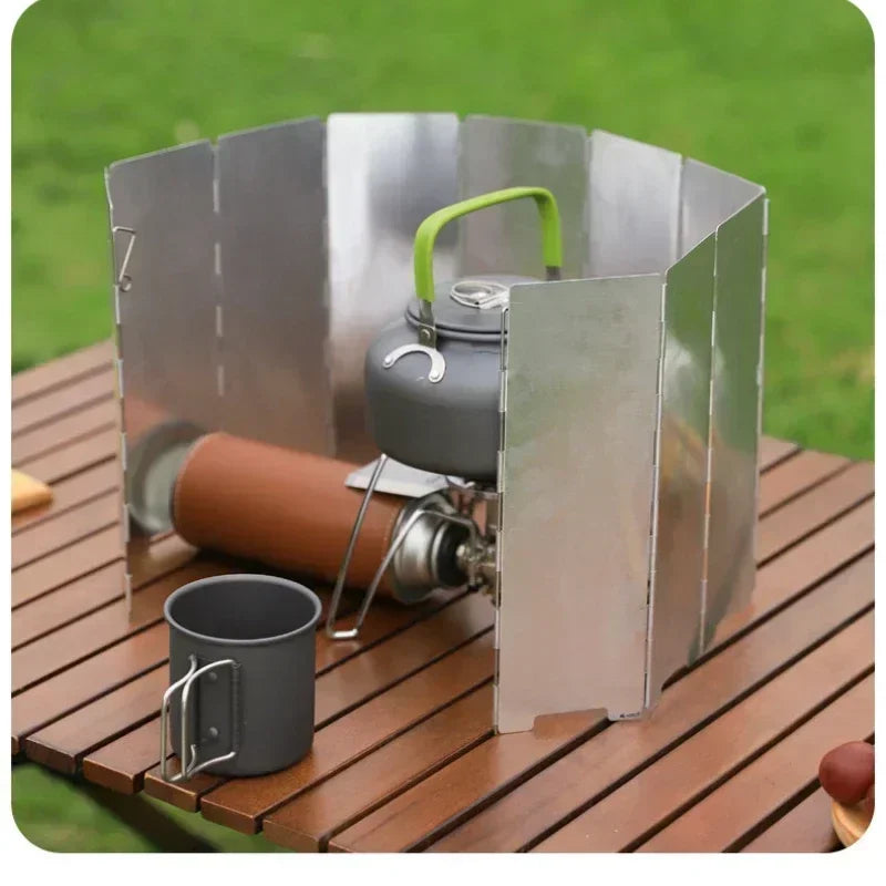 8/10/12 Disc Stove Windscreen Aluminum Stove Windscreen with Drawstring Bag Suitable for Camping, Butane Stove