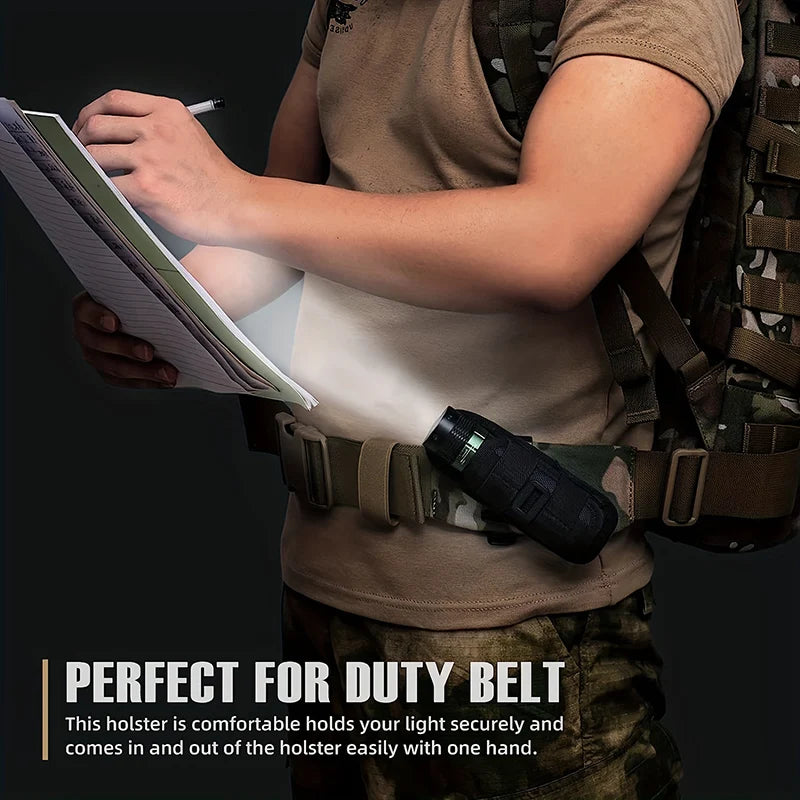 Tactical Flashlight Pouch Belt Torch Bag Durable Hunting Lighting Accessory Survival Kits 360 Degree Holster Rotary Torch Case