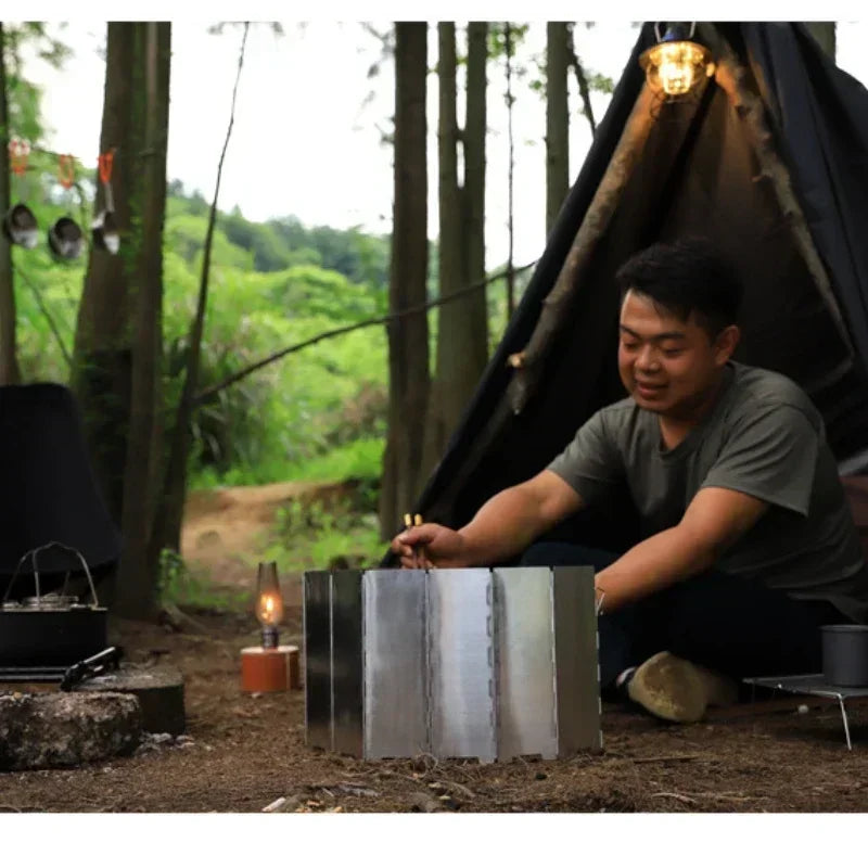 8/10/12 Disc Stove Windscreen Aluminum Stove Windscreen with Drawstring Bag Suitable for Camping, Butane Stove