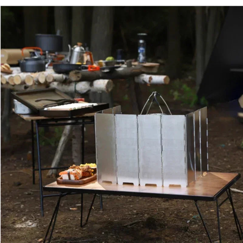 8/10/12 Disc Stove Windscreen Aluminum Stove Windscreen with Drawstring Bag Suitable for Camping, Butane Stove