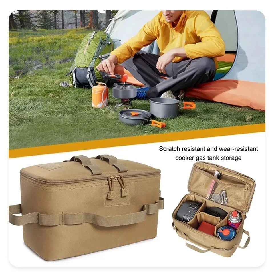 Outdoor Camping Storage Bag Large Capacity Gas Stove Canister Pot Carry Bag Sack Picnic Bag Cookware Utensils Organizer