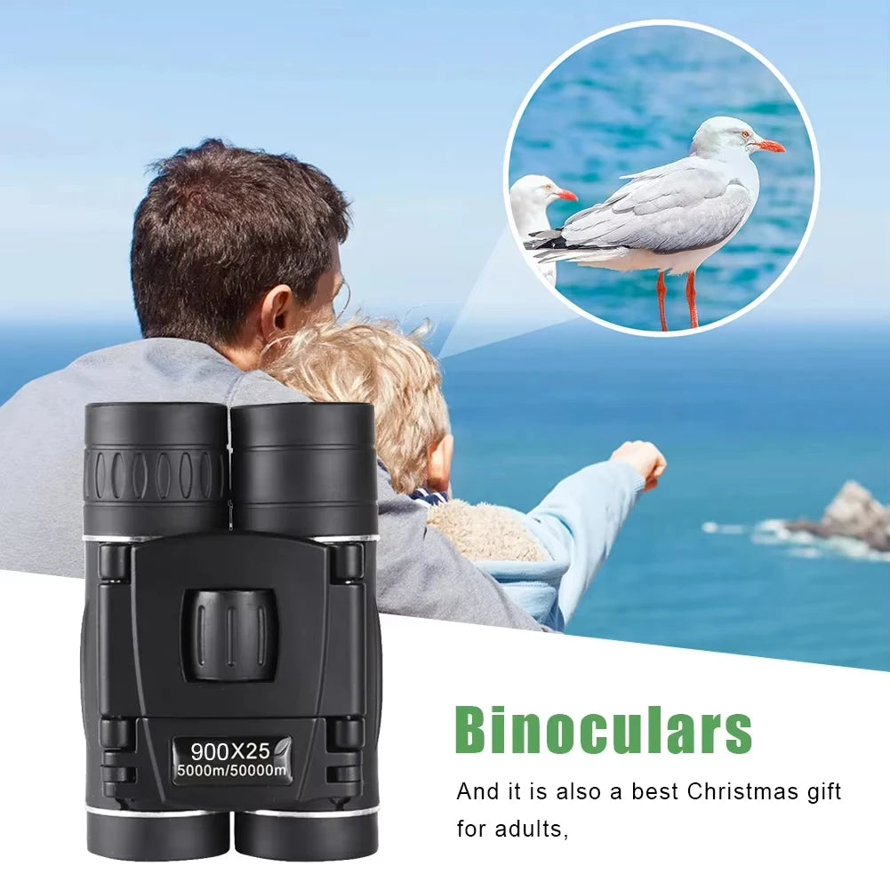 900x25 High-Powered Mini Binoculars Exceptional BAK4 Prism Waterproof for Unparalleled Travel Bird Watching Outdoor Sports