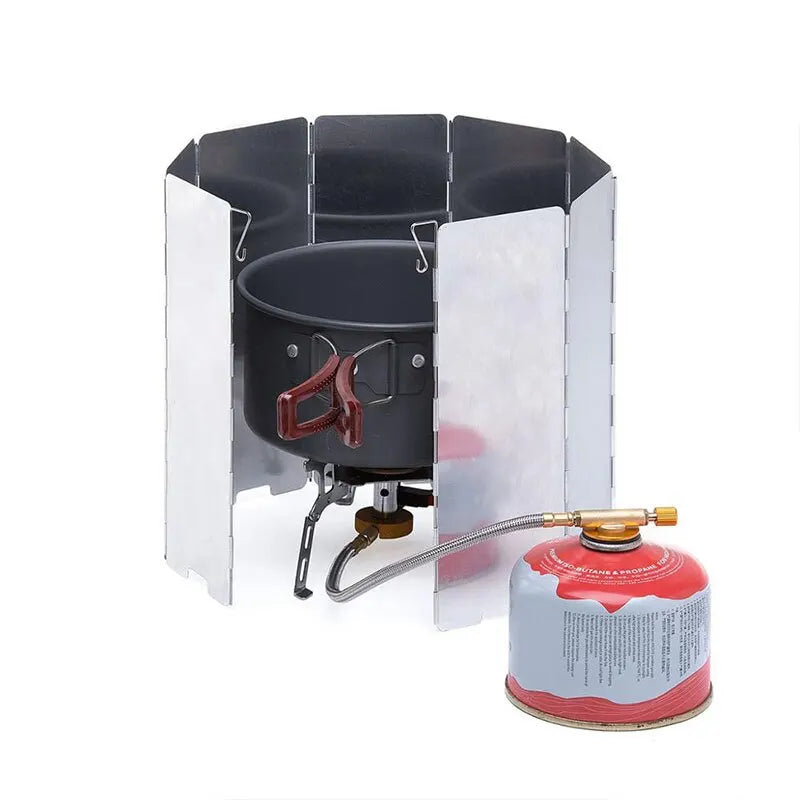 8/10/12 Disc Stove Windscreen Aluminum Stove Windscreen with Drawstring Bag Suitable for Camping, Butane Stove