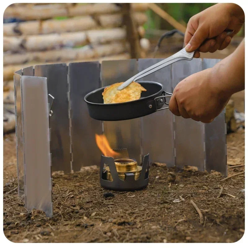 8/10/12 Disc Stove Windscreen Aluminum Stove Windscreen with Drawstring Bag Suitable for Camping, Butane Stove