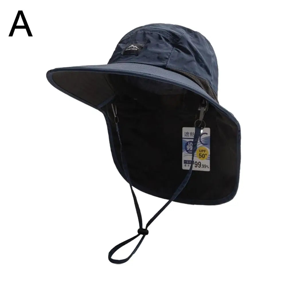 Unisex Summer Wide Brim Waterproof And Quick-drying With Hat Panama Uv Fisherman Caps Mesh Breathable Neck Protection