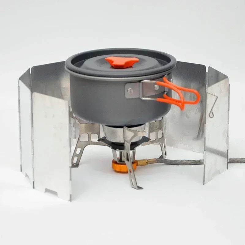 8/10/12 Disc Stove Windscreen Aluminum Stove Windscreen with Drawstring Bag Suitable for Camping, Butane Stove