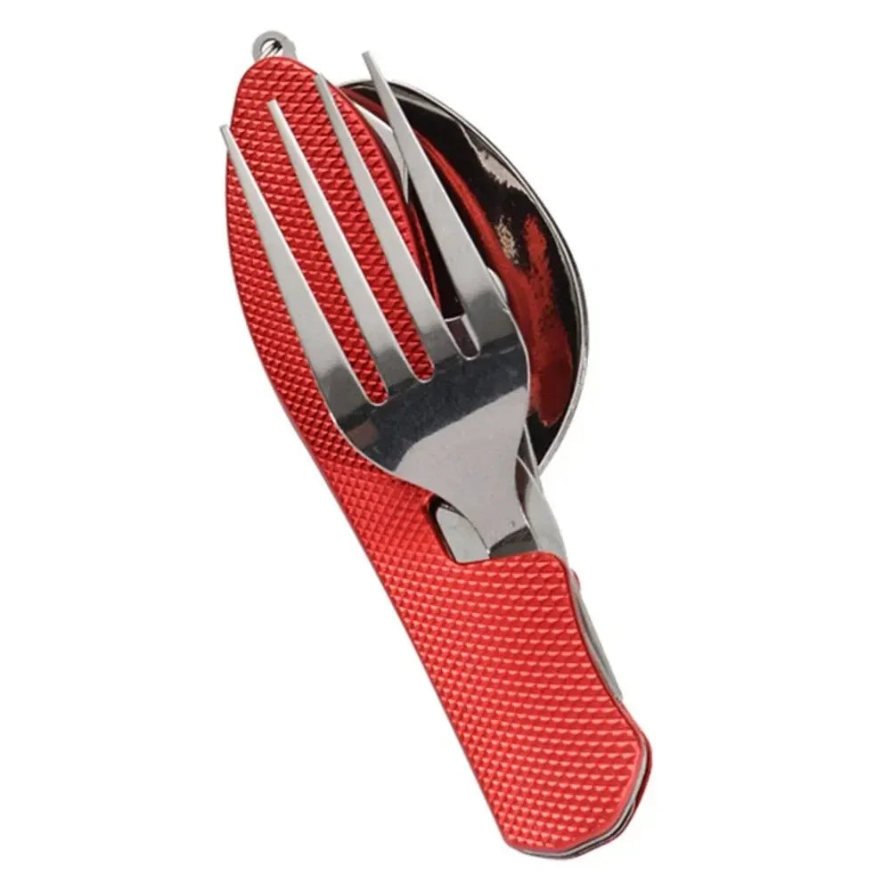 Foldable camping utensil set-multi-functional knife, fork, spoon combo for outdoor activities and sports camping picnic travel