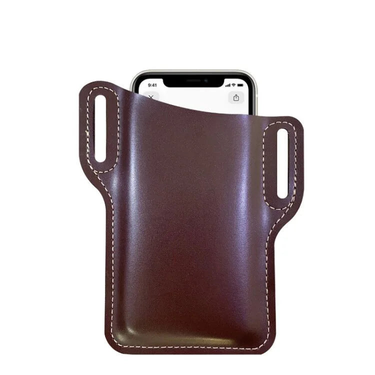 1PC Men's Vintage Leather Waist Bag - Crossbody Phone Pouch for Outdoor Sports, Work, Hiking